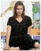 Aydoğan Home Wear Kadın Mavi Tonlarında Desenli %100 Bambu V Yaka Kısa Kollu Pijama Takımı - resim 5
