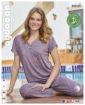 Aydoğan Home Wear Kadın Mavi Tonlarında Desenli %100 Bambu V Yaka Kısa Kollu Pijama Takımı - resim 7