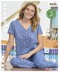 Aydoğan Home Wear Kadın Mavi Tonlarında Desenli %100 Bambu V Yaka Kısa Kollu Pijama Takımı - resim 8