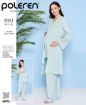 Poleren Home Wear 8351 Kodu 2025 İlkbahar/Yaz Koleksiyonu Lohusa Üçlü Takımı, Açık Mint Yeşili/Turkuaz Renkte Dantel Detaylı Hamile Pijama ve Sabahlık Seti - resim 2