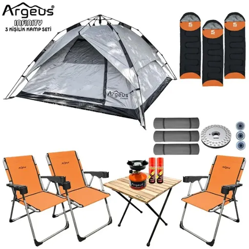 ARGEUS Infinity 3 Kişilik 3 Mevsim Kamp Çadır Seti - resim 1