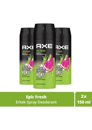 Axe Erkek Deodorant & Bodyspray Epic Fresh 48 Saat Etkileyici Koku 150 ml X3 Adet - resim 1