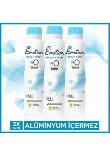 Emotion Ocean Fresh 3'lü Kadın Deodorant (3 x 150 Ml) - resim 1