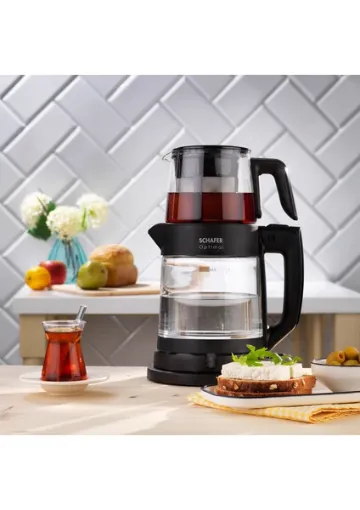 Schafer Optimal Elektrikli Cam Çay Makinesi-Siyah - resim 1