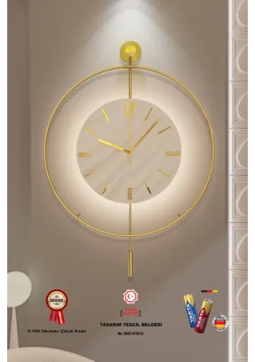 MetaQuartz Aksesuar (Büyük Boy-50*75 cm) Timelles Kristal- (Quartz Mekanizmalı)-(Abs Nano Göbek )-Pilli LED - Metal Duvar Saati - resim 1