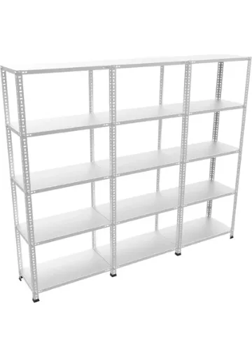 Rafburada 5 Katlı 3'lü Galvaniz Çelik Raf - Depo, Arşiv, Kiler, Dosya, Market Rafı - 43x60 cm-200 cm-0.70 mm - resim 1