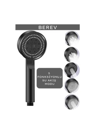 Berev 5 Fonksiyonlu Yüksek Basınçlı Ayarlanabilir Duş Başlığı - resim 1