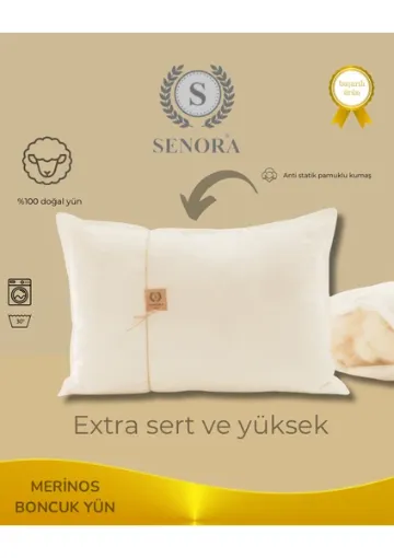 Senora Extra Sert ve Yüksek Doğal Yün Yastık - resim 1