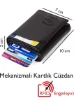 Adelina Erkek Siyah Deri Mekanizmalı Otomatik Kızaklı Kartlık Cüzdan (7CMX10CM) - resim 1