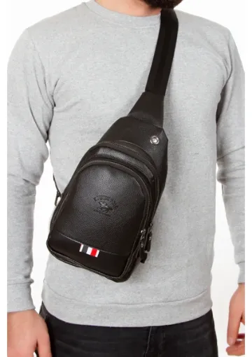 Newish Unisex Kulaklık Çıkışlı Çapraz Omuz Çantası Siyah , Freebag, (29X19CM) - resim 1