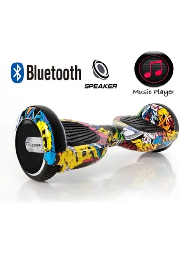 Citymate Elektrikli Kaykay Hoverboard Bluetooth Hoparlörlü 6.5 Inch Akıllı Dengeli - Grafiti Desenli - resim 1