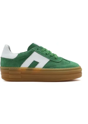 Derimod Kadın Yeşil Bağcıklı Süet Deri Sneaker 25SFD371710 - resim 1