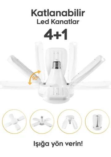 Suled Pervane LED Ampül 60W 6000 Lümen Süper Güçlü E27 Lamba A++ Beyaz Işık 4+1 - resim 1
