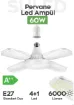 Suled Pervane LED Ampül 60W 6000 Lümen Süper Güçlü E27 Lamba A++ Beyaz Işık 4+1 - resim 3