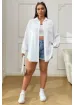 Trendseninle Kadın Beyaz Tek Cepli Bürümcük Oversize Gömlek - resim 4