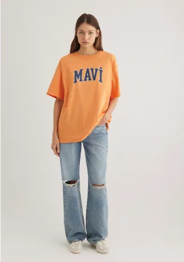 Mavi Mavi Logo Baskılı Turuncu Tişört 1600843-71407 - resim 1