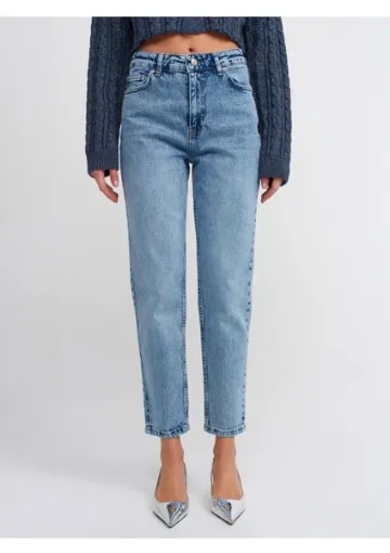 ByCukurovaFrango Leo 90's Dora Mom Fit Kar Yıkama Kadın Kot Pantolon - resim 1