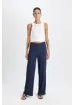 DeFacto Bürümcük Pantolon Lacivert Wide Leg Geniş Bol Paça Esnek Belli C0200AX24AU - resim 2