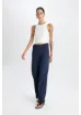 DeFacto Bürümcük Pantolon Lacivert Wide Leg Geniş Bol Paça Esnek Belli C0200AX24AU - resim 3