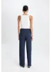 DeFacto Bürümcük Pantolon Lacivert Wide Leg Geniş Bol Paça Esnek Belli C0200AX24AU - resim 5