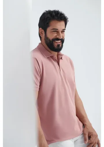 Altınyıldız Classics ALTINYILDIZ CLASSICS Erkek Gül Kurusu %100 Pamuk Kıvrılmaz Polo Yaka Slim Fit Dar Kesim Tişört - resim 1
