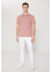 Altınyıldız Classics ALTINYILDIZ CLASSICS Erkek Gül Kurusu %100 Pamuk Kıvrılmaz Polo Yaka Slim Fit Dar Kesim Tişört - resim 3