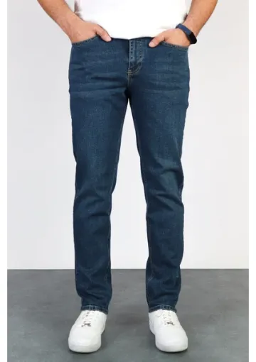 Hlt Jeans Erkek Okyanus Mavisi Regular Fit Boru Paça Esnek Likralı Denim Jeans Kot Pantolon HLTHE001976 - resim 1