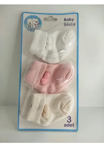 Akface Ponponlu I Pamuk Yenidoğan Bebek Çorabı
