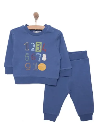 HelloBaby Basic Erkek Sayı Baskılı Eşofman Takımı Erkek Bebek - resim 1